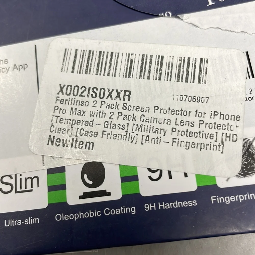NEW!!! Ferilinso protector iPhone pro max tempered glass